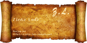 Zintz Leó névjegykártya